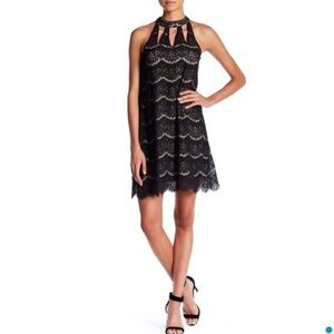 Love Fire black lace dress size large in excellent like new condition​